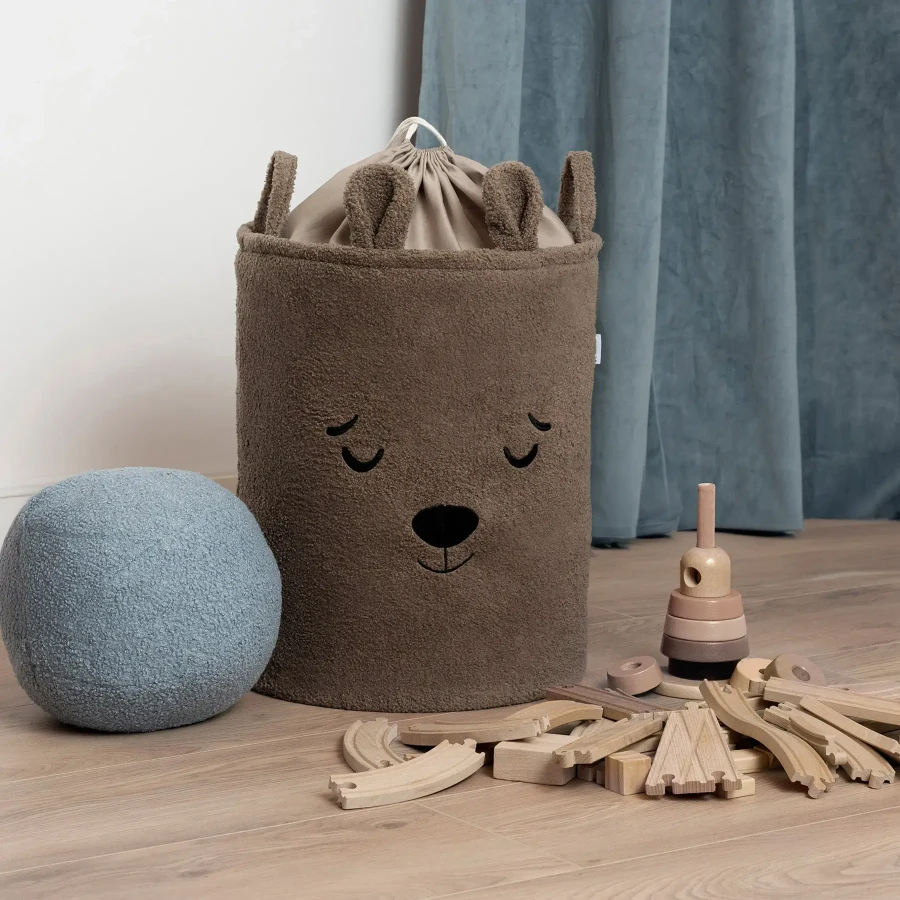 Zamykany kosz na ściągacz do przechowywania zabawek, BOUNCLE PREMIUM - Brązowy Miś / SIPO