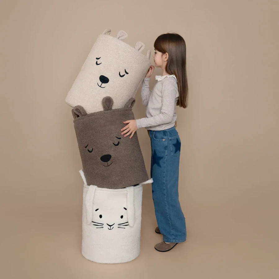 Zamykany kosz na ściągacz do przechowywania zabawek, BOUNCLE PREMIUM - Brązowy Miś / SIPO