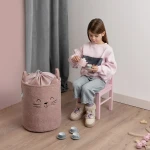 Zamykany kosz na ściągacz do przechowywania zabawek, BOUNCLE PREMIUM - Różowy Kot / SIPO