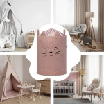 Zamykany kosz na ściągacz do przechowywania zabawek, BOUNCLE PREMIUM - Różowy Kot / SIPO