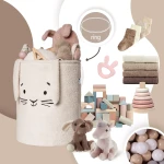 Zamykany kosz na ściągacz do przechowywania zabawek, BOUNCLE PREMIUM - Kremowy Królik / SIPO