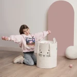 Zamykany kosz na ściągacz do przechowywania zabawek, BOUNCLE PREMIUM - Kremowy Królik / SIPO