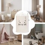 Zamykany kosz na ściągacz do przechowywania zabawek, BOUNCLE PREMIUM - Kremowy Królik / SIPO