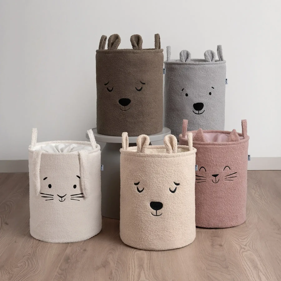 Zamykany kosz na ściągacz do przechowywania zabawek, BOUNCLE PREMIUM - Kremowy Królik / SIPO