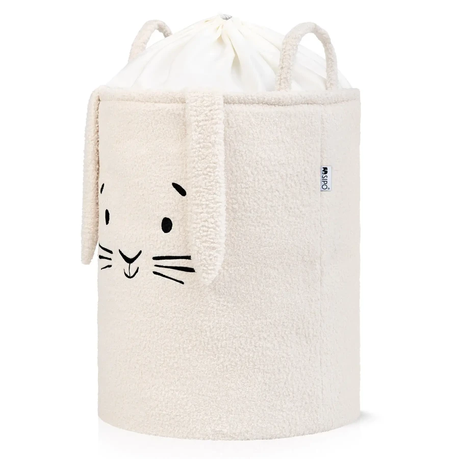 Zamykany kosz na ściągacz do przechowywania zabawek, BOUNCLE PREMIUM - Kremowy Królik / SIPO