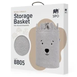 Zamykany kosz na ściągacz do przechowywania zabawek, BOUNCLE PREMIUM - Szary Miś / SIPO