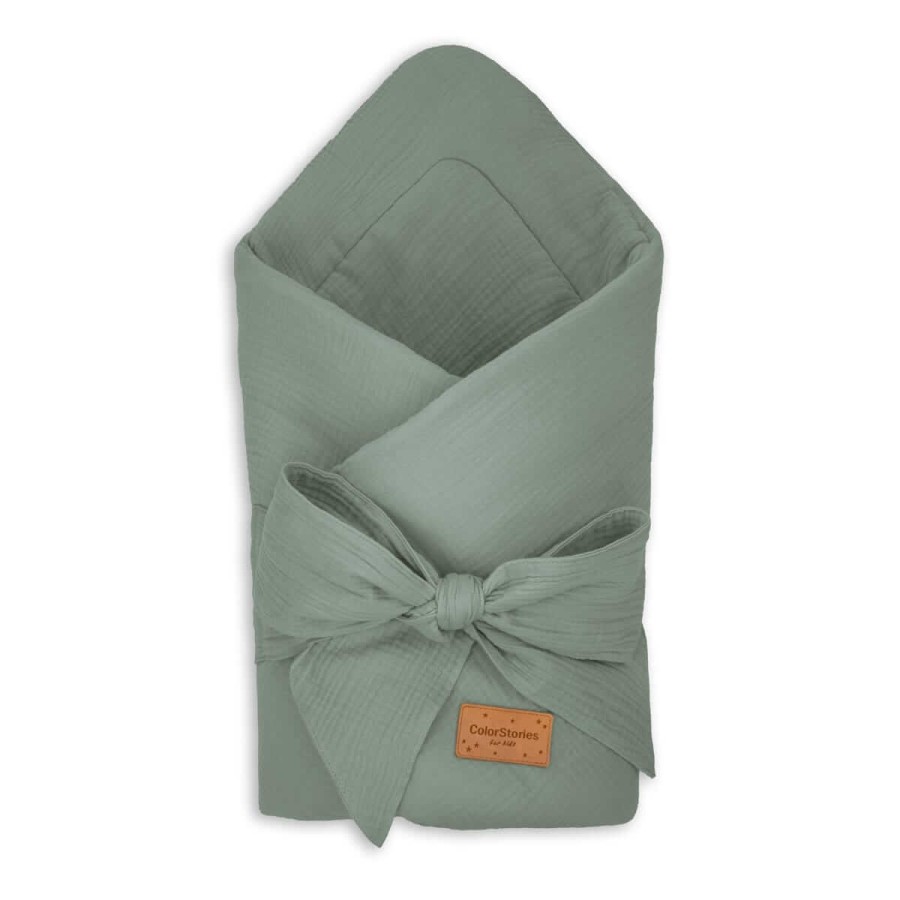 Rożek niemowlęcy muślinowy - Oliwkowy / Colorstories