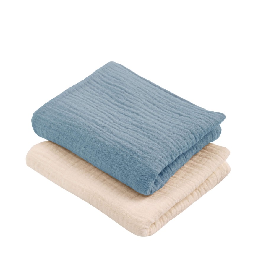 Pieluszki muślinowe - ciepły beż i niebieski / Colorstories