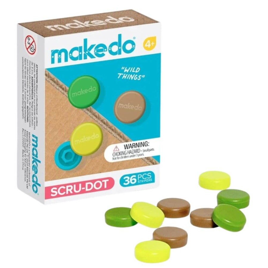 Ozdobne nakładki na śrubki Scru-Dot Makedo - Wild Things 36 el. / Makedo