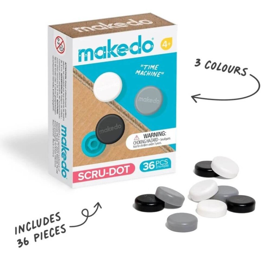 Ozdobne nakładki na śrubki Scru-Dot Makedo - Time Machine 36 el. / Makedo