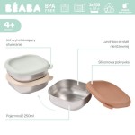 Pojemnik na jedzenie ze stali nierdzewnej z silikonową pokrywką, 250ml, 3 szt. - Natural set / Beaba