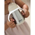 Butelka - kubek niekapek stalowa ze słomką 250 ml - Clay Earth / Beaba