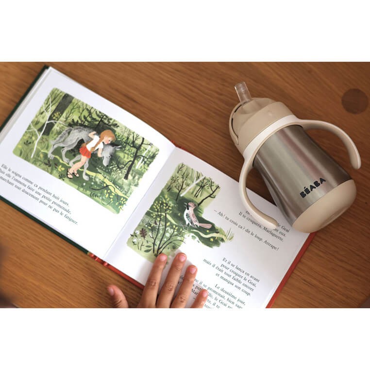 Butelka - kubek niekapek stalowa ze słomką 250 ml - Clay Earth / Beaba