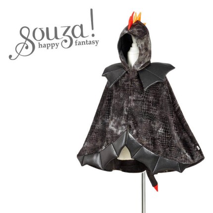 Kostium peleryna z kapturem czarny Smok 4-7 lat / Souza!