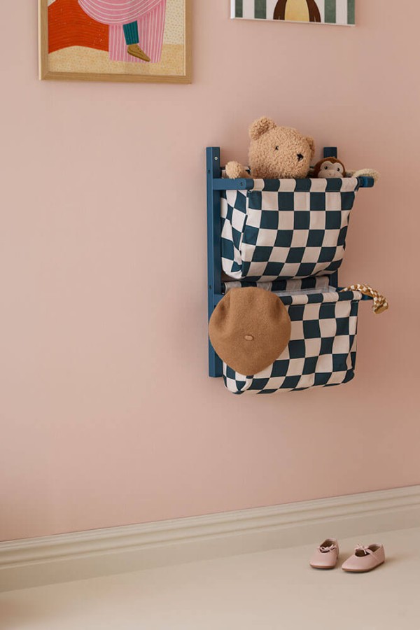 Półka ścienna materiałowa w szachownicę CIRCUS - check teal / Kid's Concept