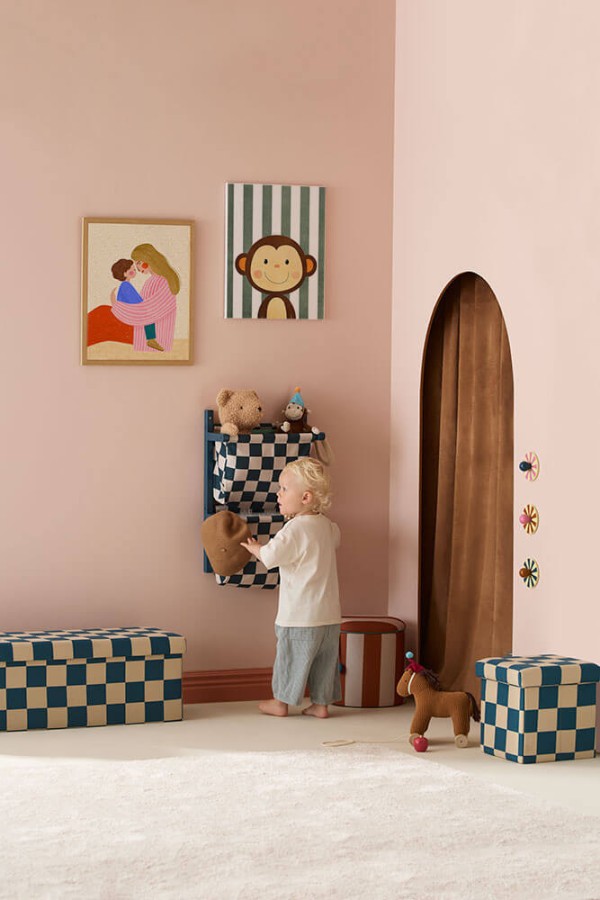 Półka ścienna materiałowa w szachownicę CIRCUS - check teal / Kid's Concept