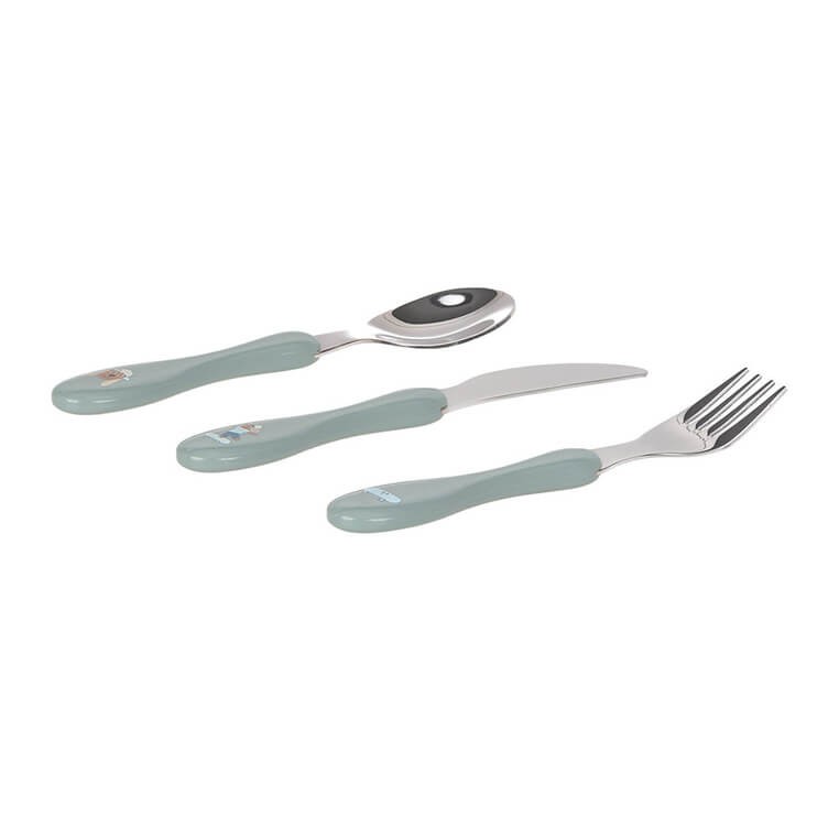 Zestaw sztućców ze stali nierdzewnej 3el. Tiny Team Piesek / Lassig
