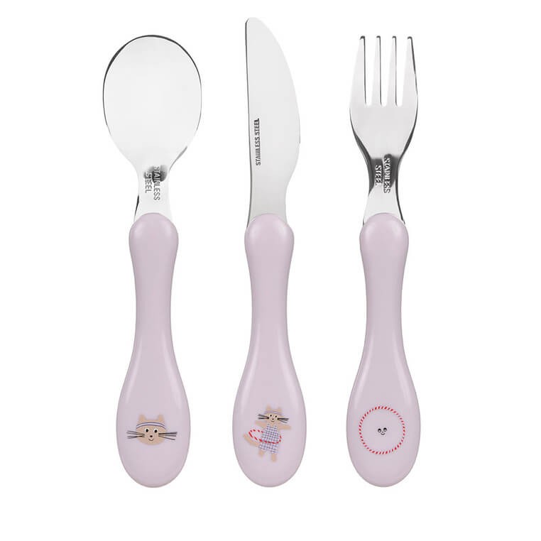 Zestaw sztućców ze stali nierdzewnej 3el. Tiny Team Kotek / Lassig