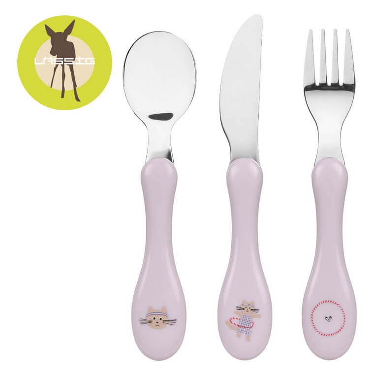 Zestaw sztućców ze stali nierdzewnej 3el. Tiny Team Kotek / Lassig