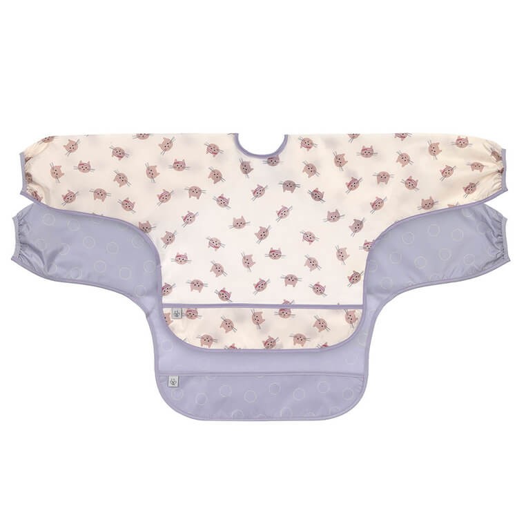 Zestaw śliniaków z długim rękawem 6m+ Tiny Team Kotek / Lassig