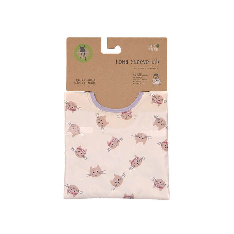 Zestaw śliniaków z długim rękawem 6m+ Tiny Team Kotek / Lassig