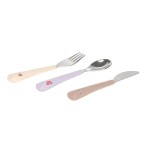Zestaw sztućców ze stali nierdzewnej z silikonową rączką 3 el. Tiny Team Kotek / Lassig