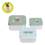 Pojemnik na przekąski snackbox ze stali nierdzewnej 3 szt. Tiny Team Piesek / Lassig