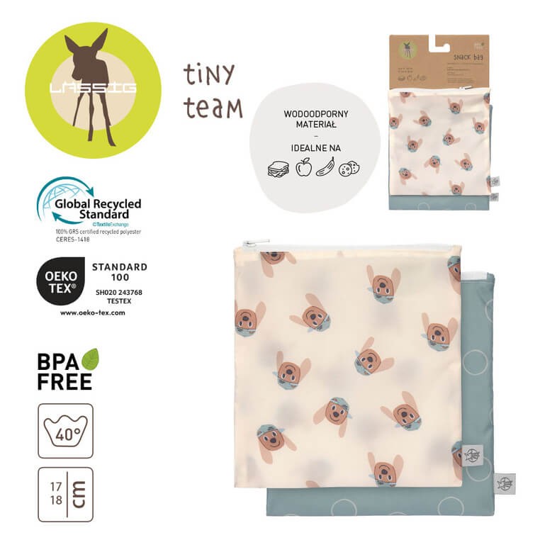 Torebka na przekąski Snack Bag na suwak 2 szt. Tiny Team Piesek / Lassig