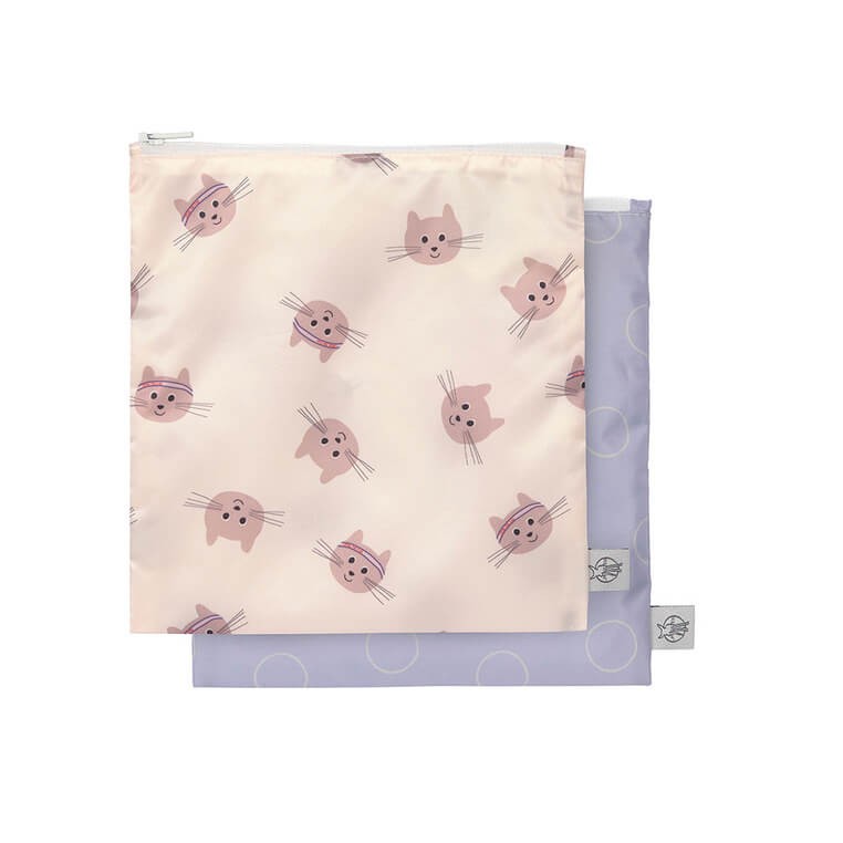 Torebka na przekąski Snack Bag na suwak 2 szt. Tiny Team Kotek / Lassig