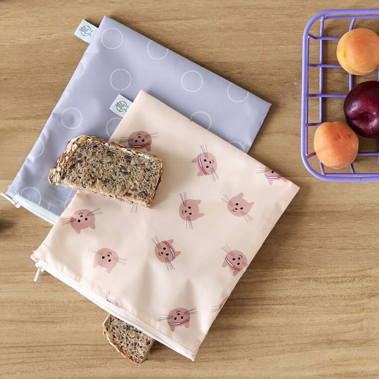 Torebka na przekąski Snack Bag na suwak 2 szt. Tiny Team Kotek / Lassig