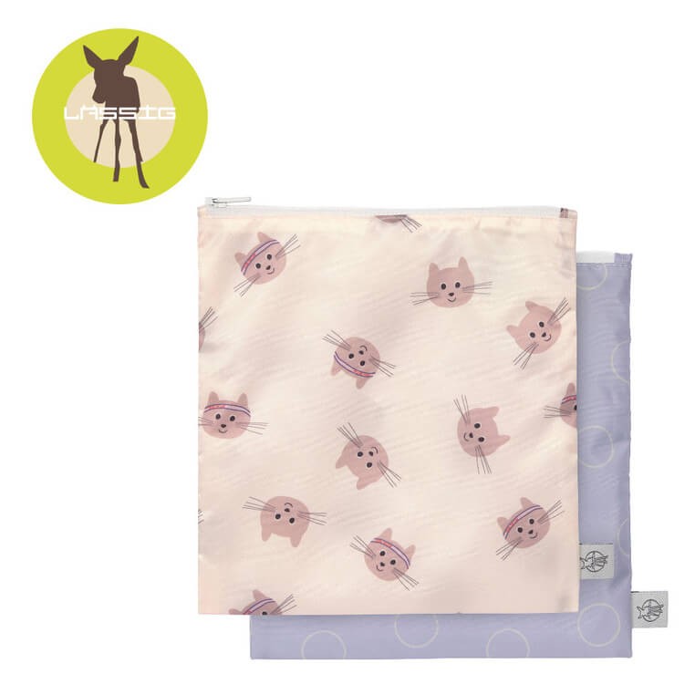 Torebka na przekąski Snack Bag na suwak 2 szt. Tiny Team Kotek / Lassig