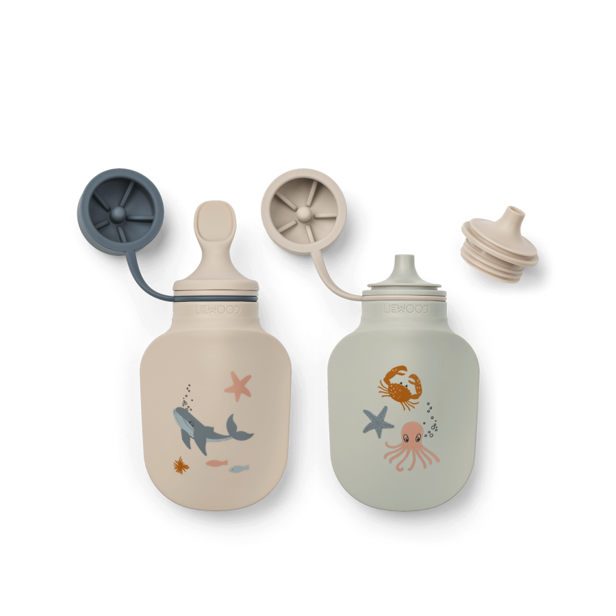 Silikonowe tubki na pokarm Lizzie, 2szt. - sea creature, sandy / Liewood