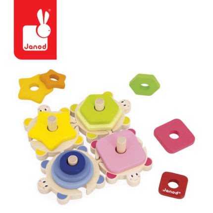 Układanka piramida wieża drewniana Żółwie Zigolos / Janod