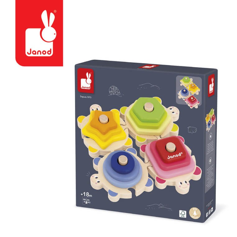 Układanka piramida wieża drewniana Żółwie Zigolos / Janod