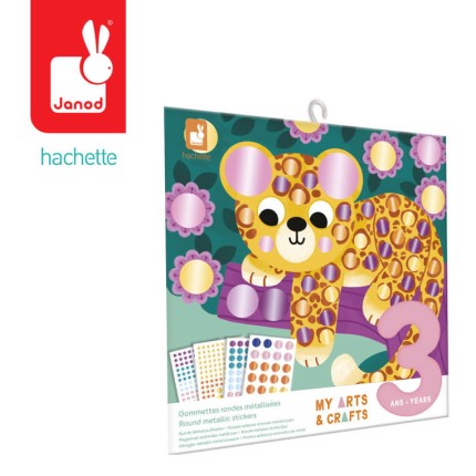 Multizestaw kreatywny 3-latka My arts & crafts - Okrągłe naklejki metaliczne, 3+ / Janod