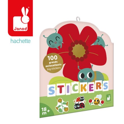 Duże naklejki na arkuszach 100 szt. Zwierzęta w ogrodzie / Janod