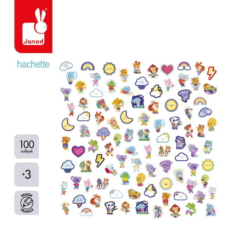 Naklejki na arkuszach 100 szt. Emocje 3+ / Janod