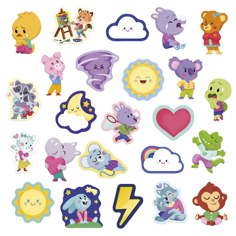 Naklejki na arkuszach 100 szt. Emocje 3+ / Janod