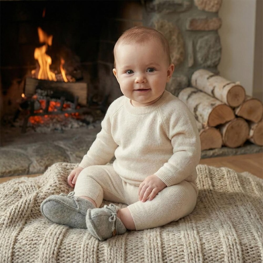 Buciki dziecięce wełniane Sierra - grey / Zaffiro