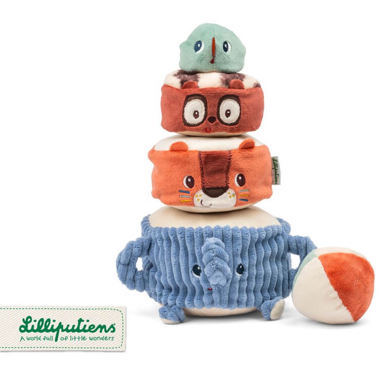 Piramida dźwiękowa, sensoryczne klocki z grzechotkami Zwierzątka 12m+ / Lilliputiens