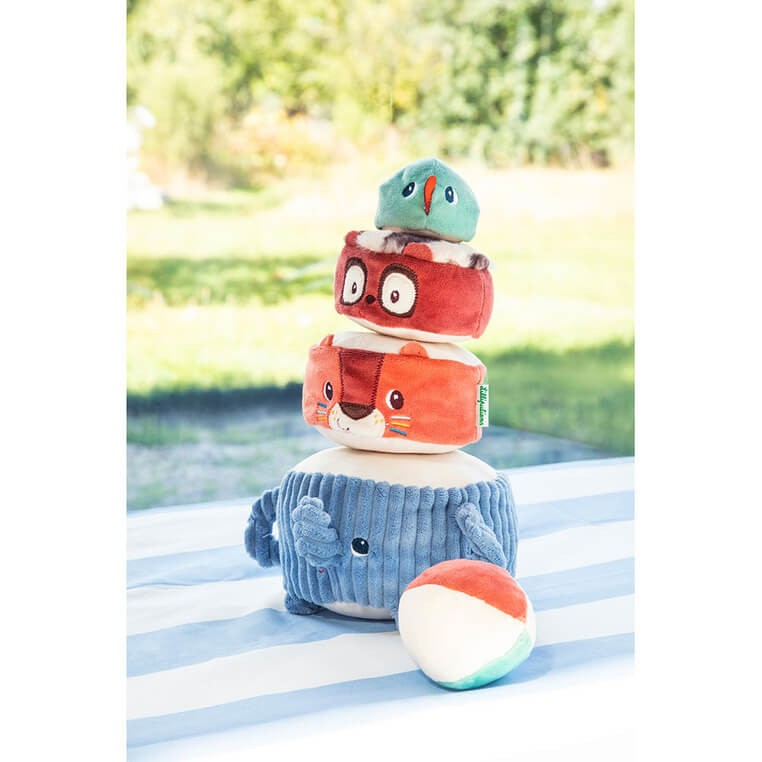 Piramida dźwiękowa, sensoryczne klocki z grzechotkami Zwierzątka 12m+ / Lilliputiens