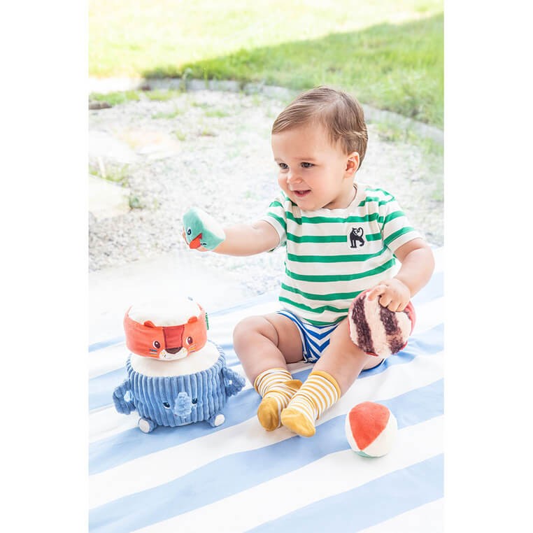 Piramida dźwiękowa, sensoryczne klocki z grzechotkami Zwierzątka 12m+ / Lilliputiens