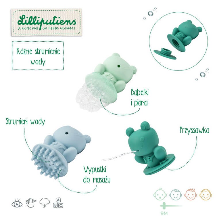 Sensoryczne zabawki do kąpieli - Żabki / Lilliputiens