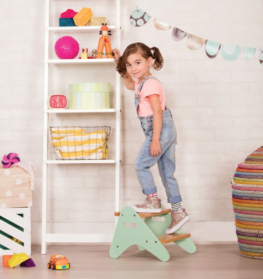 Peek-a-Boost - drewniany podest, taboret z antypoślizgiem - wersja MIĘTOWA / B. Toys