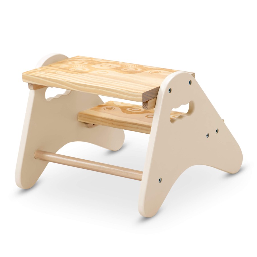 Peek-a-Boost - drewniany podest, taboret z antypoślizgiem - wersja KREMOWA / B. Toys