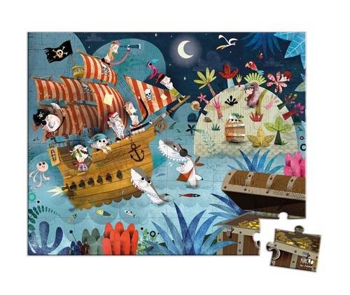 Puzzle w walizce Wyprawa po skarb 36 elementów 4+ / Janod