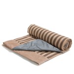 Koc piknikowy z kieszonką, mata do zabawy XXL 180x190 - STRIPES BROWN / La Millou