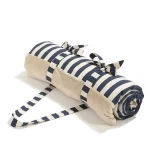 Koc piknikowy z kieszonką, mata do zabawy XXL 180x190 - STRIPES NAVY / La Millou