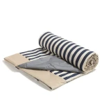 Koc piknikowy z kieszonką, mata do zabawy XXL 180x190 - STRIPES NAVY / La Millou