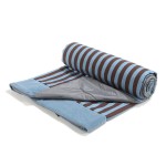 Koc piknikowy z kieszonką, mata do zabawy XXL 180x190 - STRIPES BLUE / La Millou